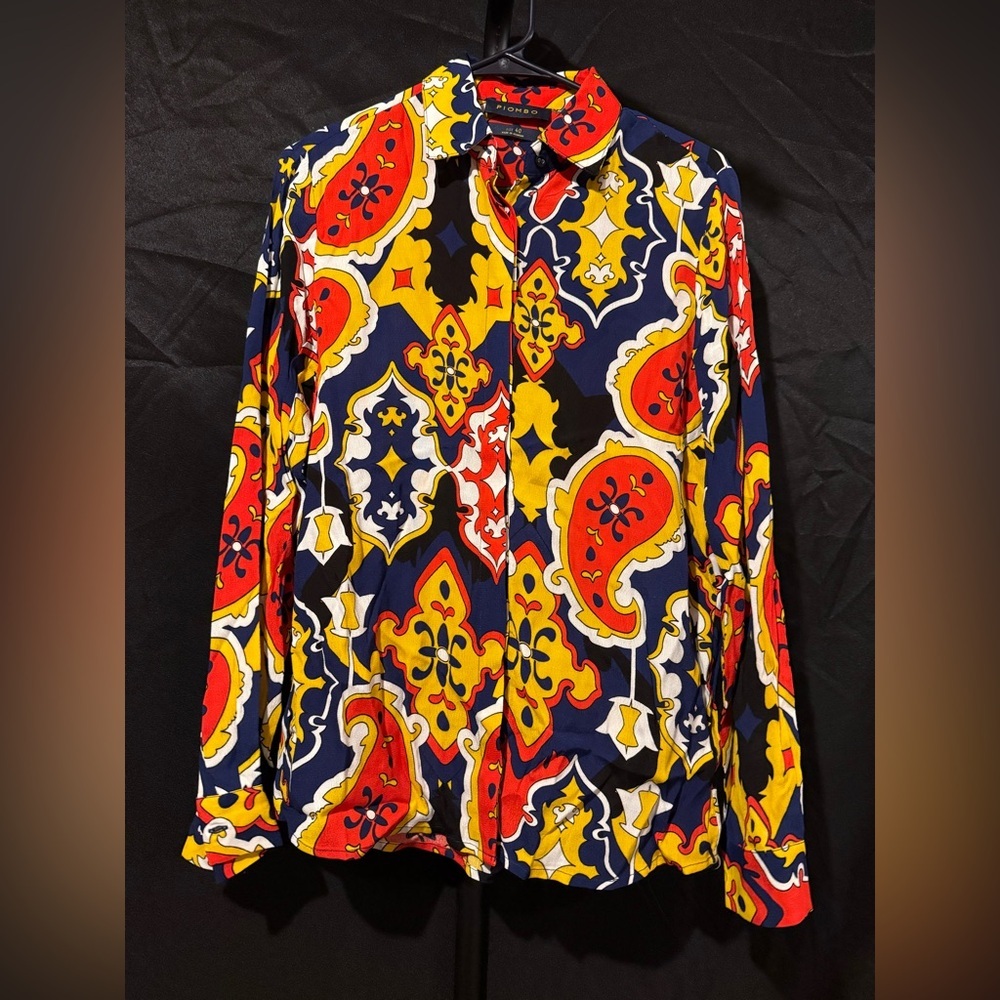 Piombo Women’s Size 4‎ Vibrant Patterned Long Sleeve Shirt